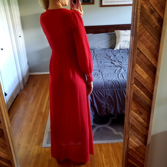 Red Maxi Dress (semi-sheer) - Picture 3 of 4